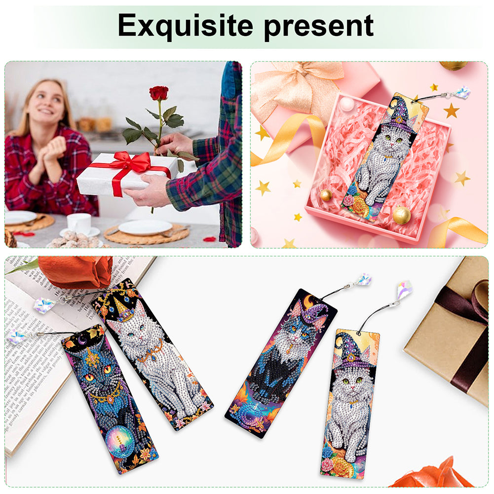 4Pcs Halloween Themed DIY Diamond Painting Bookmark for Reading Enthusiasts