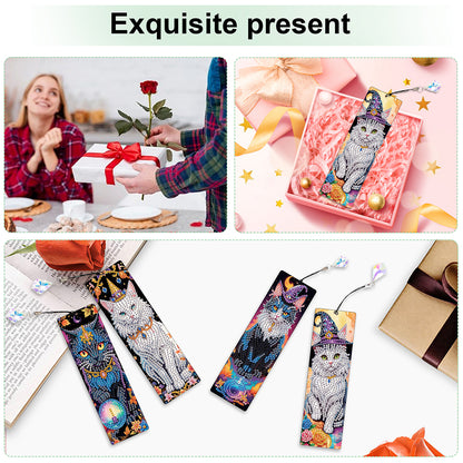 4Pcs Halloween Themed DIY Diamond Painting Bookmark for Reading Enthusiasts