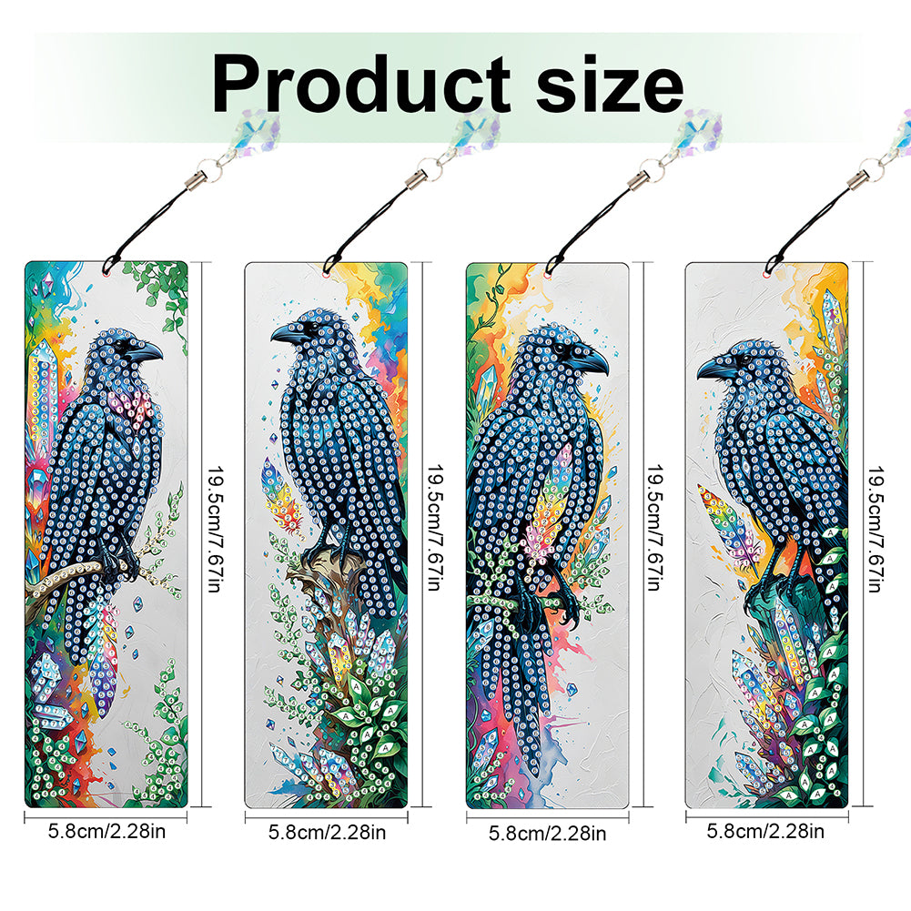 4Pcs Halloween Themed DIY Diamond Painting Bookmark for Reading Enthusiasts