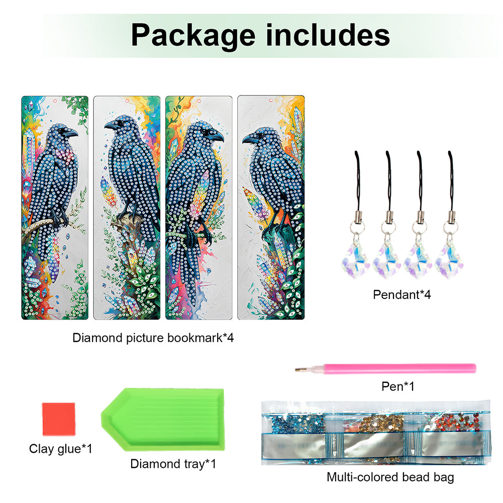 4Pcs Halloween Themed DIY Diamond Painting Bookmark for Reading Enthusiasts