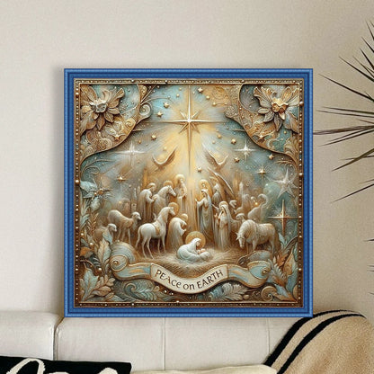 Nativity Cross-Stitch Character Kit - 14CT Stamped Cross Stitch 40*40CM