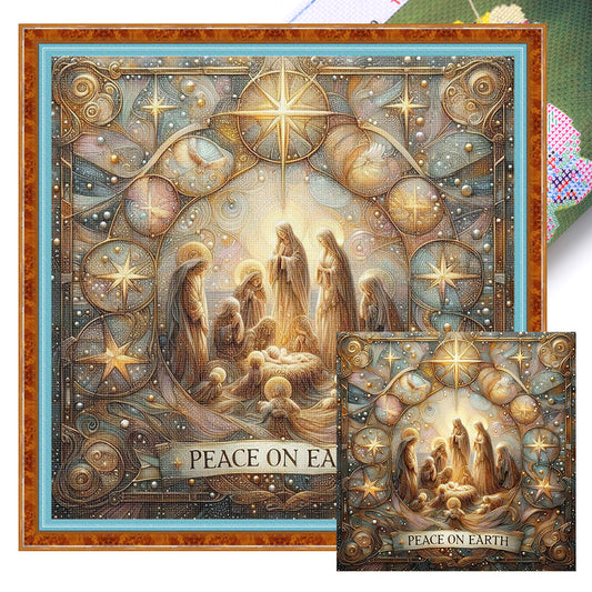 Nativity Cross-Stitch Character Kit - 14CT Stamped Cross Stitch 40*40CM