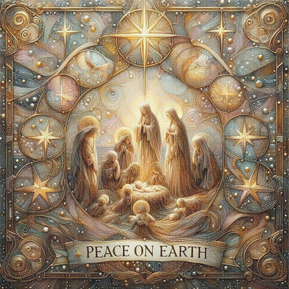 Nativity Cross-Stitch Character Kit - 14CT Stamped Cross Stitch 40*40CM