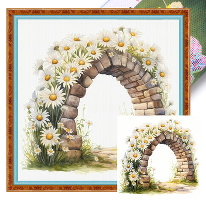 Daisy Arch - 18CT Stamped Cross Stitch 25*25CM