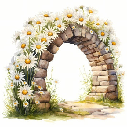 Daisy Arch - 18CT Stamped Cross Stitch 25*25CM