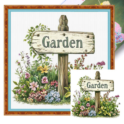 Garden Sign - 18CT Stamped Cross Stitch 25*25CM