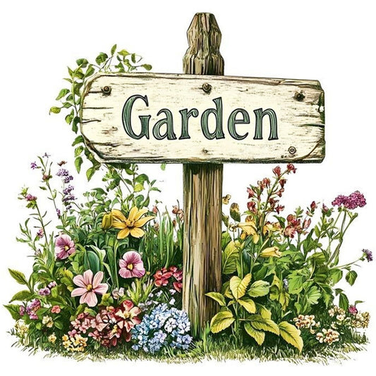 Garden Sign - 18CT Stamped Cross Stitch 25*25CM