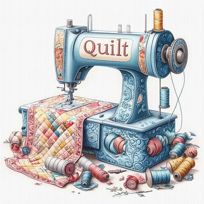 Sewing Machine - 18CT Stamped Cross Stitch 25*25CM