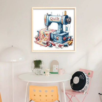Sewing Machine - 18CT Stamped Cross Stitch 25*25CM