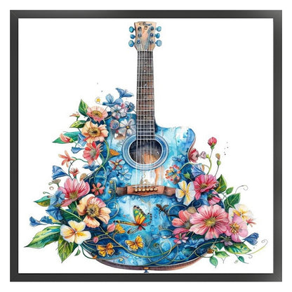 Flower Guitar - 18CT Stamped Cross Stitch 25*25CM
