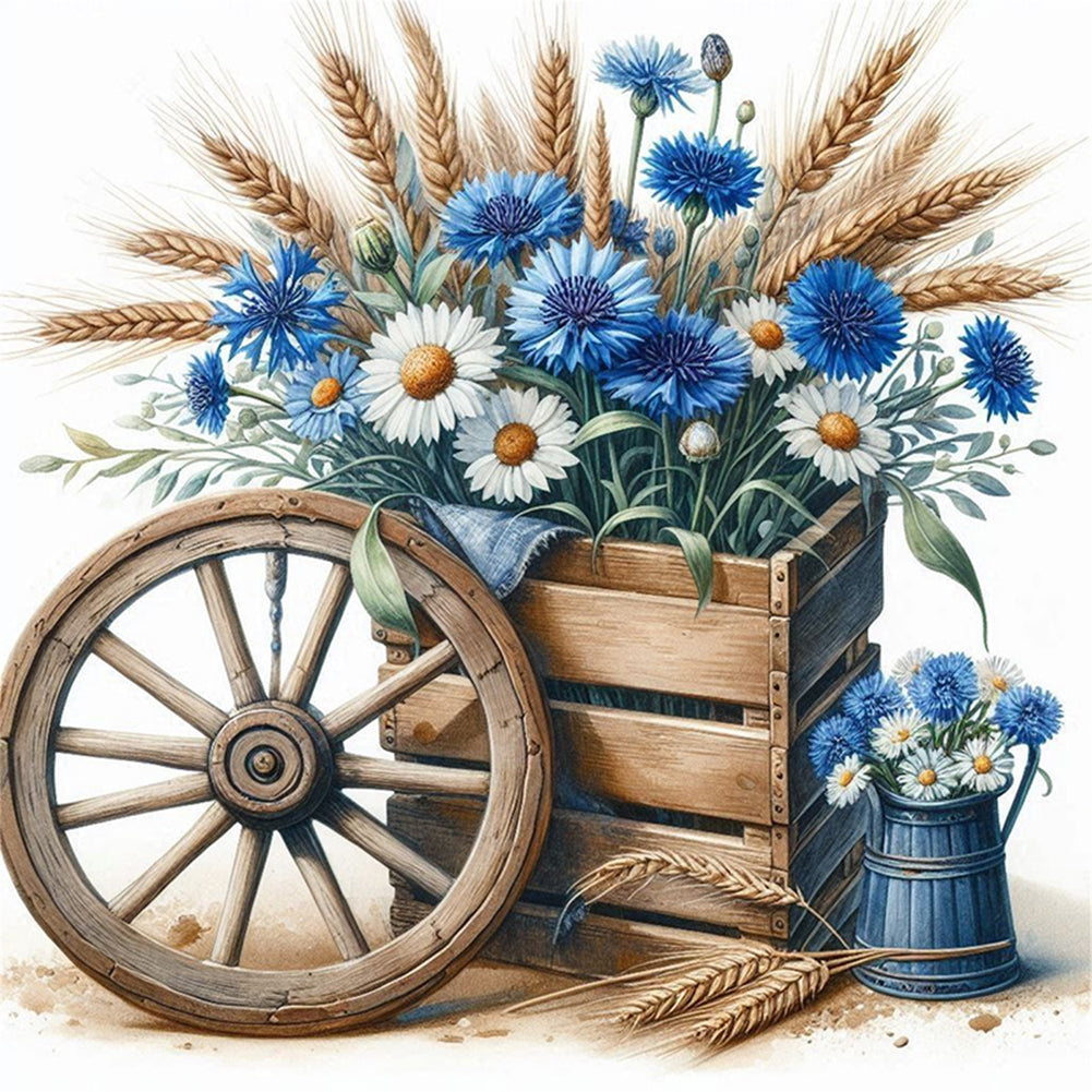 Daisy Carriage - 18CT Stamped Cross Stitch 25*25CM