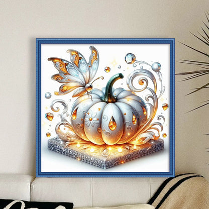 Pumpkin Butterfly - 18CT Stamped Cross Stitch 25*25CM