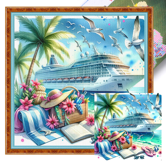 Beach Scenery - 11CT Stamped Cross Stitch 50*50CM