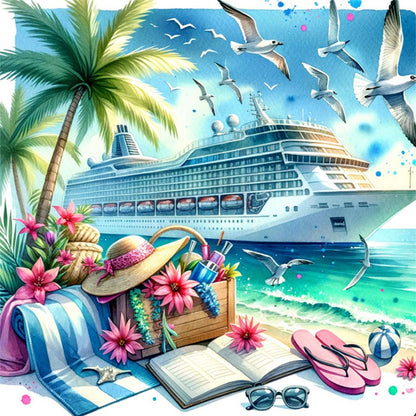 Beach Scenery - 11CT Stamped Cross Stitch 50*50CM