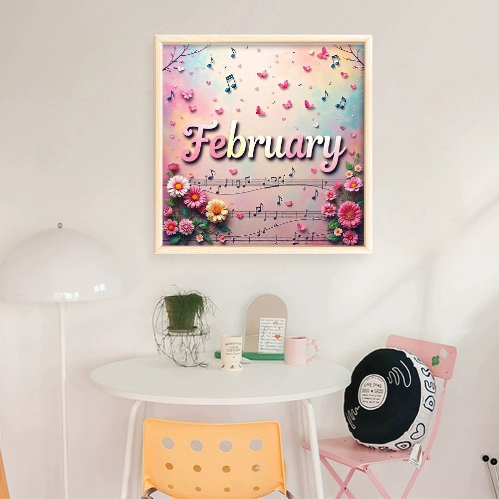 February - 18CT Stamped Cross Stitch 25*25CM