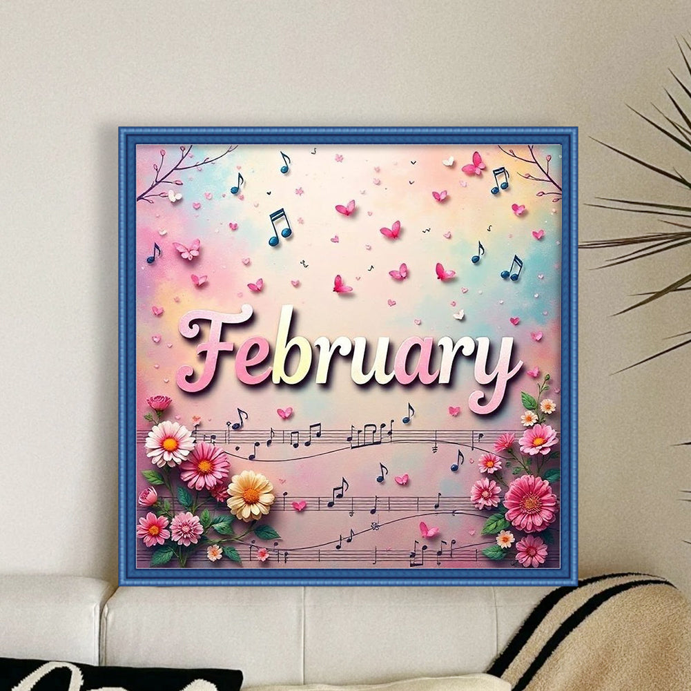 February - 18CT Stamped Cross Stitch 25*25CM