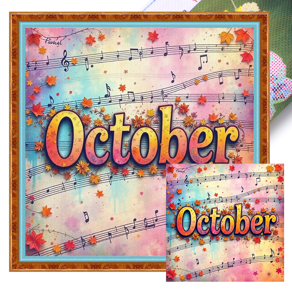 October - 18CT Stamped Cross Stitch 25*25CM