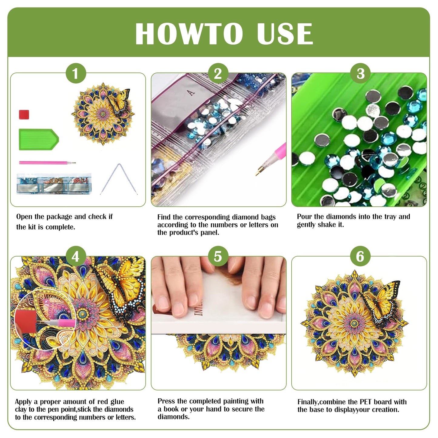 Butterfly Mandala 2D Flat DIY Diamond Art Pendant Wall Decor for Home & Windows