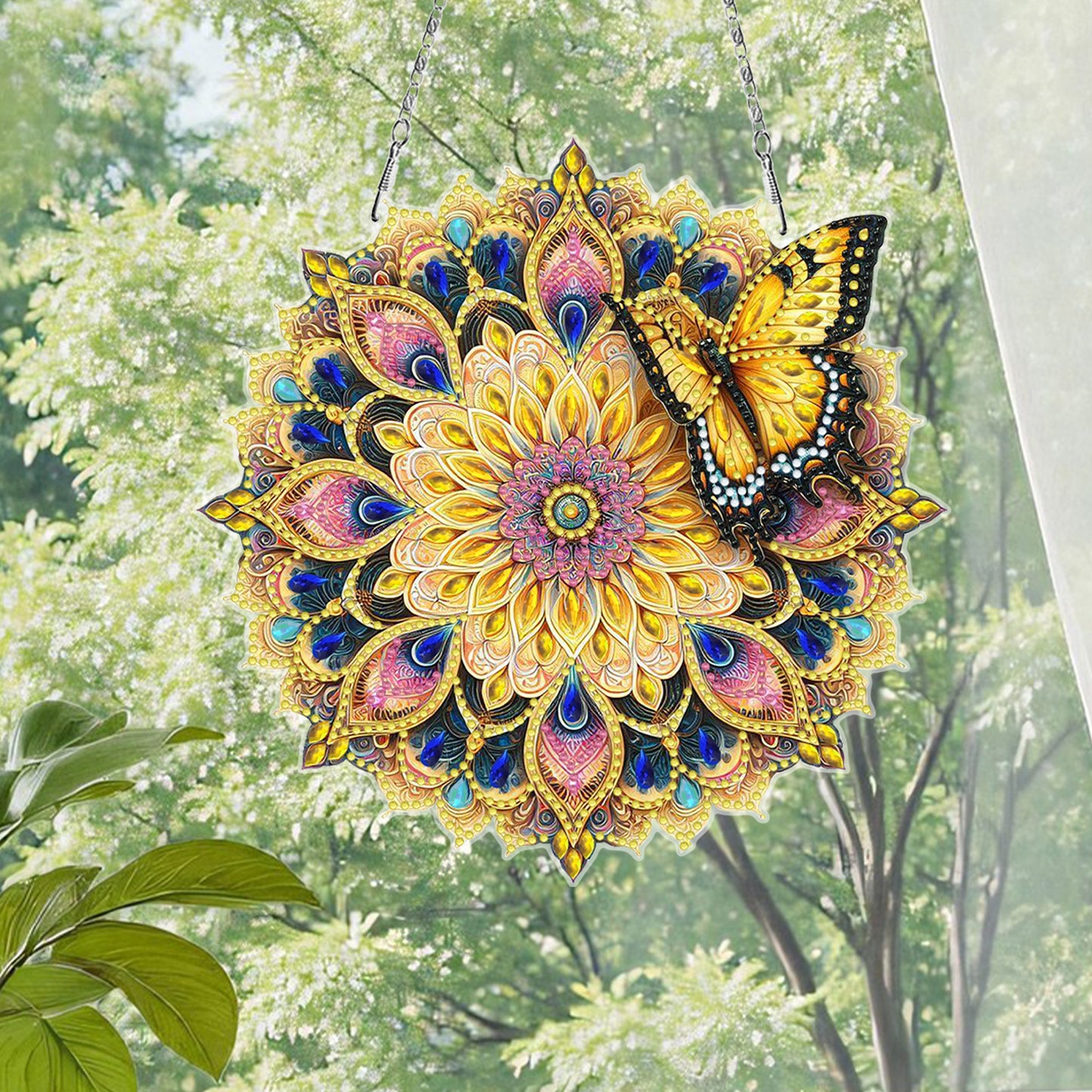 Butterfly Mandala 2D Flat DIY Diamond Art Pendant Wall Decor for Home & Windows