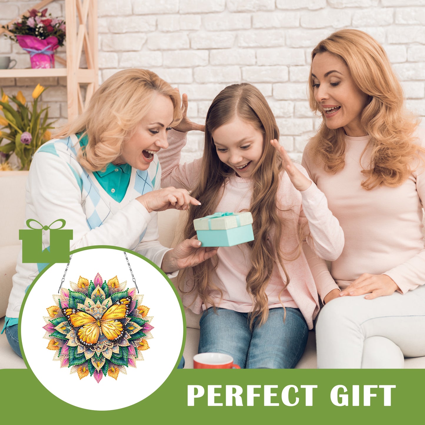 Butterfly Mandala 2D Flat DIY Diamond Art Pendant Wall Decor for Home & Windows