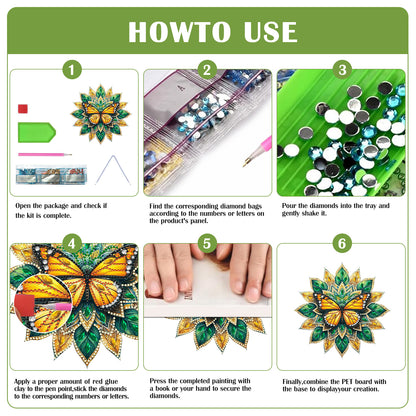 Butterfly Mandala 2D Flat DIY Diamond Art Pendant Wall Decor for Home & Windows