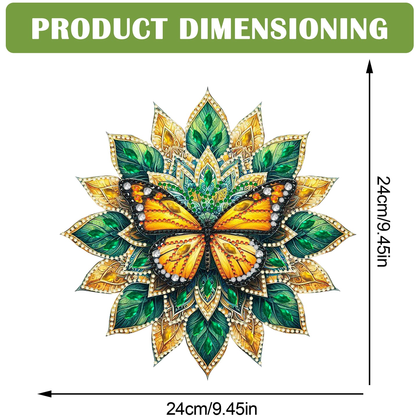 Butterfly Mandala 2D Flat DIY Diamond Art Pendant Wall Decor for Home & Windows