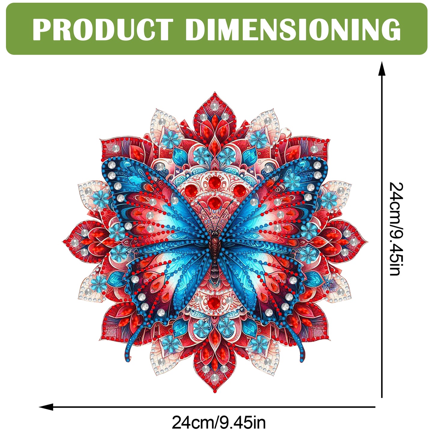 Butterfly Mandala 2D Flat DIY Diamond Art Pendant Wall Decor for Home & Windows