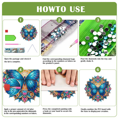 Butterfly Mandala 2D Flat DIY Diamond Art Pendant Wall Decor for Home & Windows