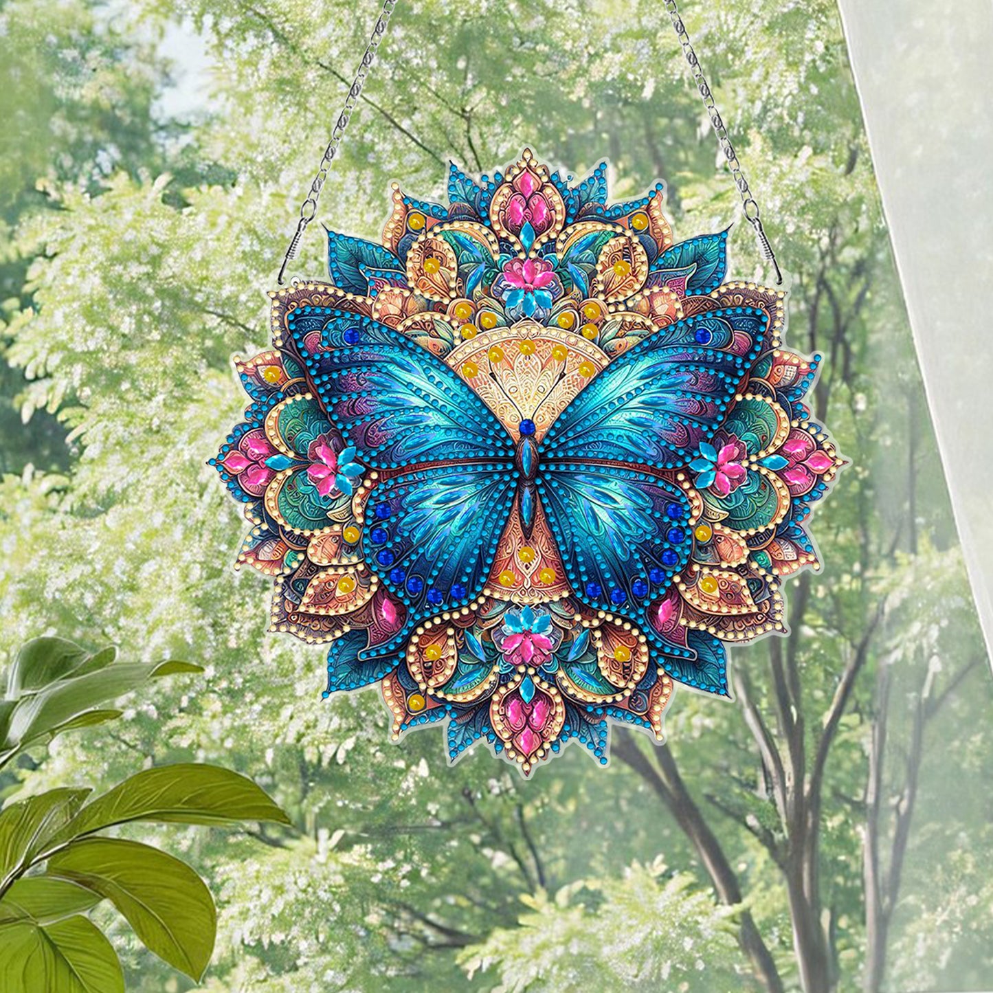 Butterfly Mandala 2D Flat DIY Diamond Art Pendant Wall Decor for Home & Windows