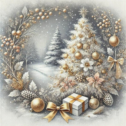 Wreathed Christmas Tree - 11CT Stamped Cross Stitch 40*40CM