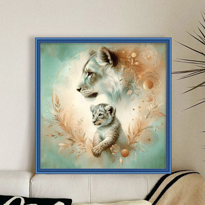 Leopard Mother And Cub - 11CT Stamped Cross Stitch 40*40CM