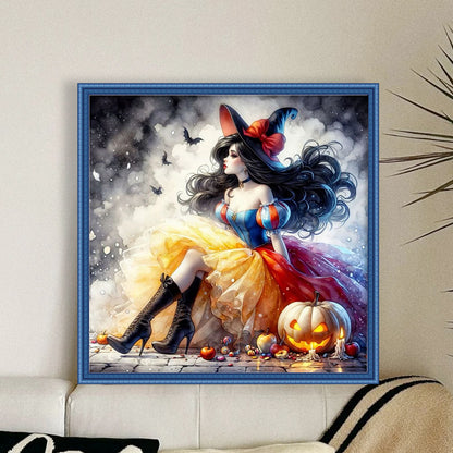 Halloween Snow White Witch - 11CT Stamped Cross Stitch 40*40CM