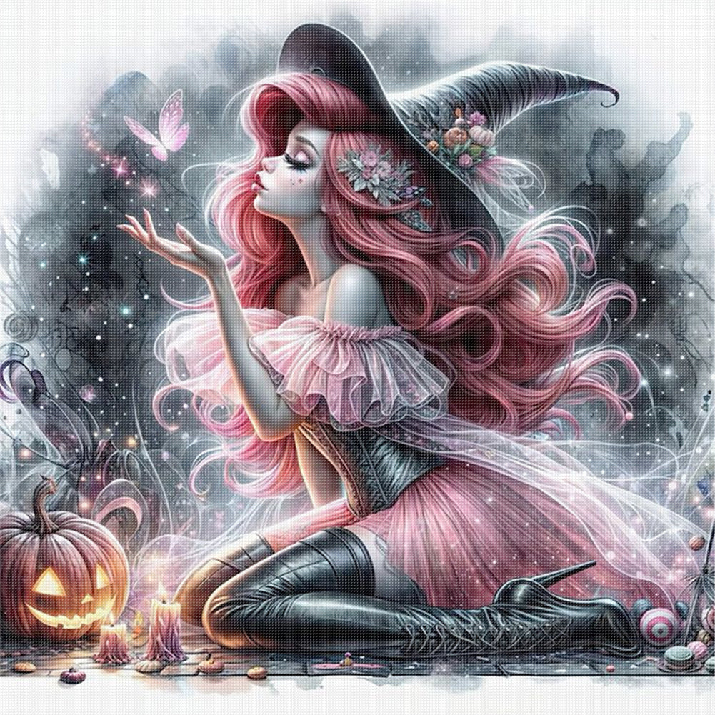 Halloween Mermaid Princess Witch - 11CT Stamped Cross Stitch 40*40CM