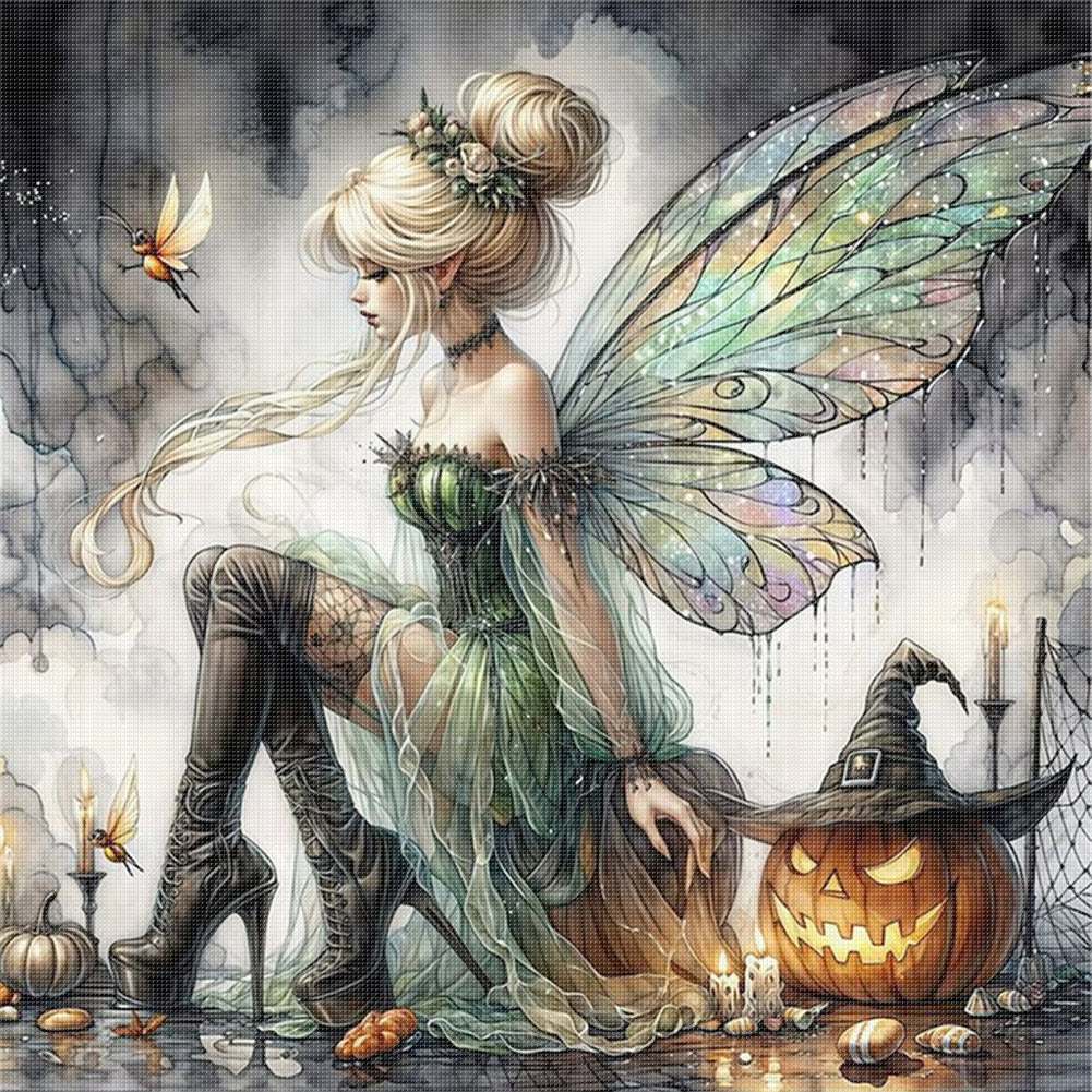 Halloween Elf Witch - 11CT Stamped Cross Stitch 40*40CM