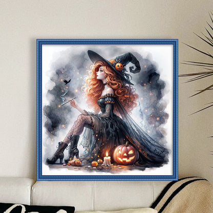 Halloween Princess Witch - 11CT Stamped Cross Stitch 40*40CM