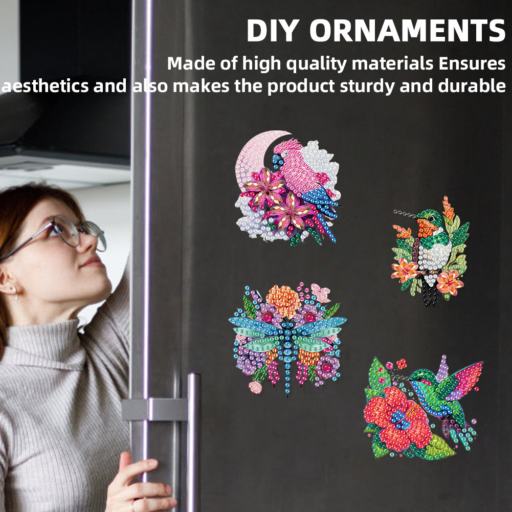 12PCS 2D Flat DIY Magnetic Refrigerator Stickers Diamond Art Kits for Home Decor