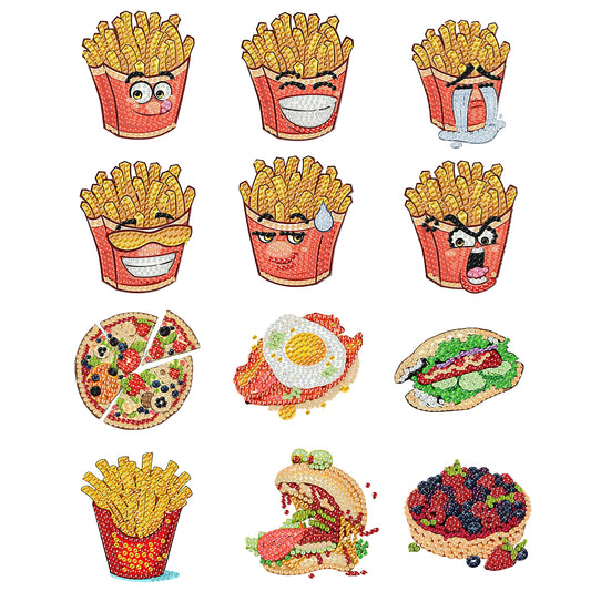 12PCS 2D Flat DIY Magnetic Refrigerator Stickers Diamond Art Kits for Home Decor