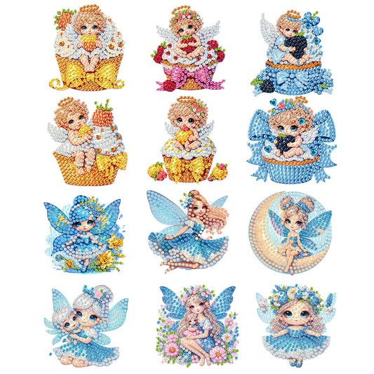 12PCS 2D Flat DIY Magnetic Refrigerator Stickers Diamond Art Kits for Home Decor