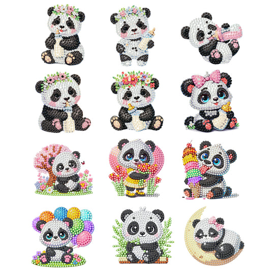 12PCS 2D Flat DIY Magnetic Refrigerator Stickers Diamond Art Kits for Home Decor