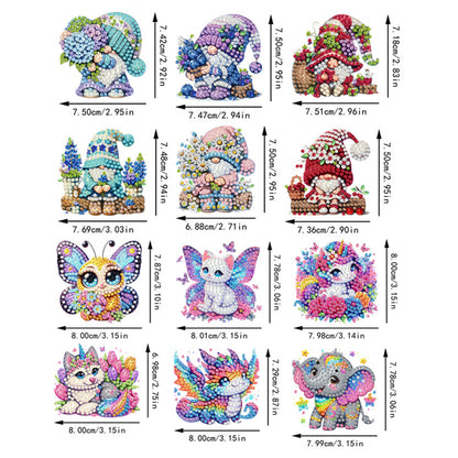 12PCS 2D Flat DIY Magnetic Refrigerator Stickers Diamond Art Kits for Home Decor