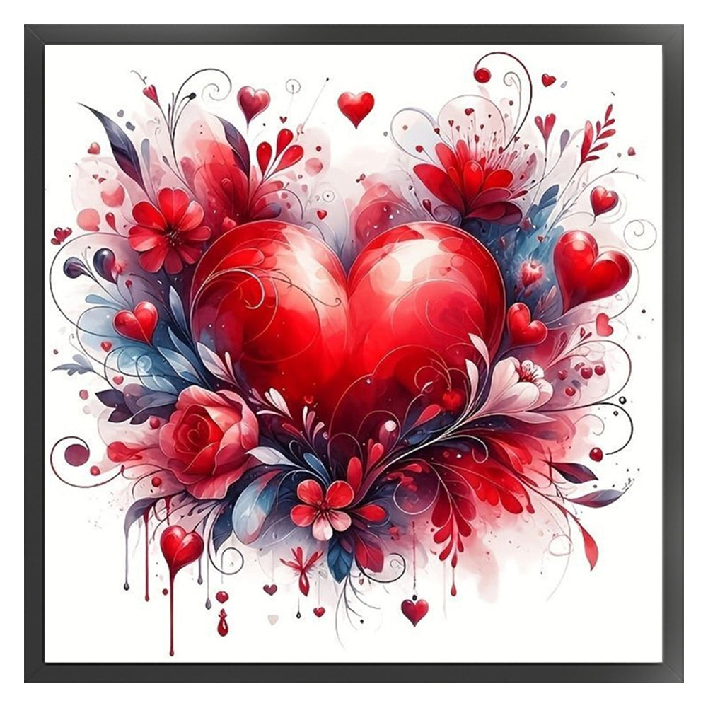 Heart Rose - 11CT Stamped Cross Stitch 40*40CM