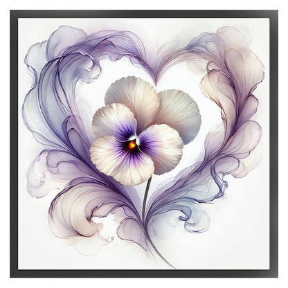 Heart Pansy - 11CT Stamped Cross Stitch 40*40CM