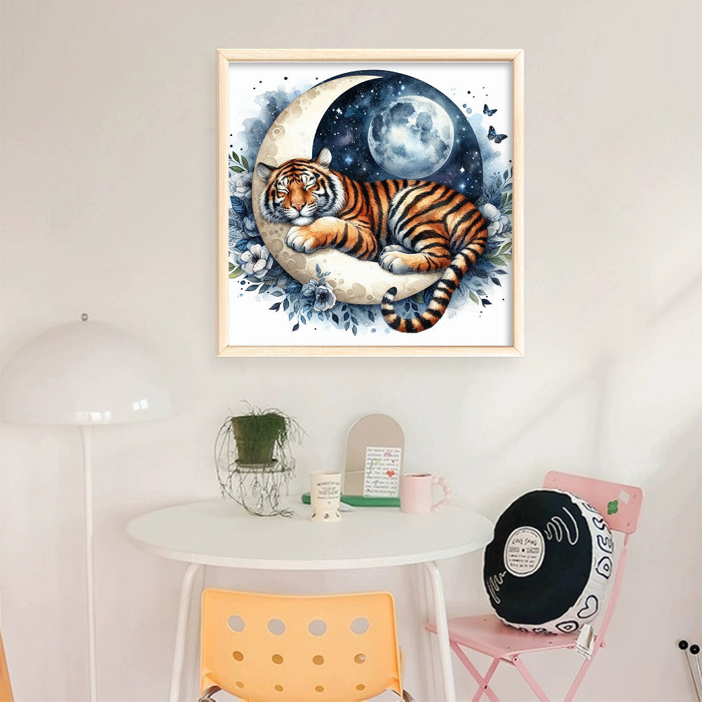Tiger Moon - 11CT Stamped Cross Stitch 40*40CM