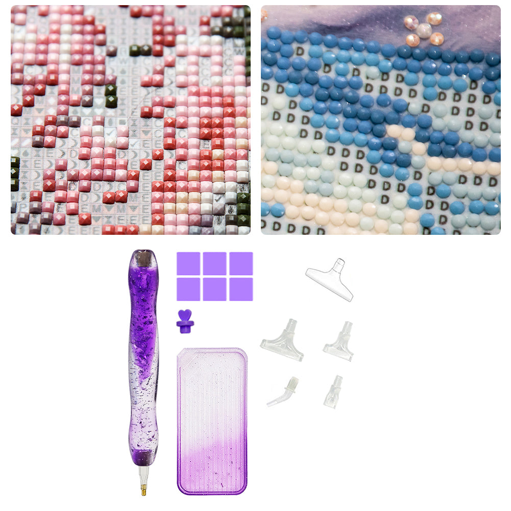 DIY Diamond Painting Pen Diamond Art Pen Diamond Painting Tools (14pcs Purple)