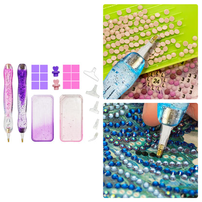 Diamond Painting Pen Diamond Art Pen Diamond Painting Tools (23pcs Pink Purple)