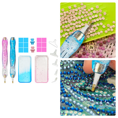 Diamond Painting Pen Diamond Art Pen Diamond Painting Tools (23pcs Pink Blue)