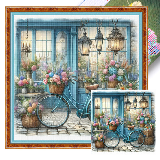 Florist Bicycle - 11CT Stamped Cross Stitch 40*40CM