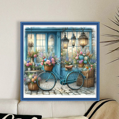 Florist Bicycle - 11CT Stamped Cross Stitch 40*40CM