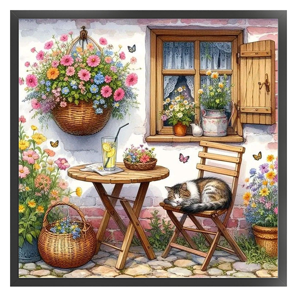 Garden Kitten - 11CT Stamped Cross Stitch 40*40CM