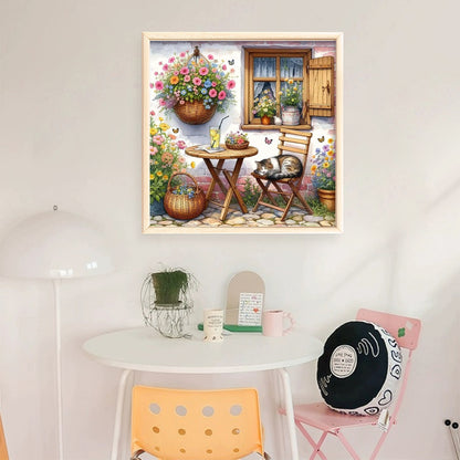 Garden Kitten - 11CT Stamped Cross Stitch 40*40CM